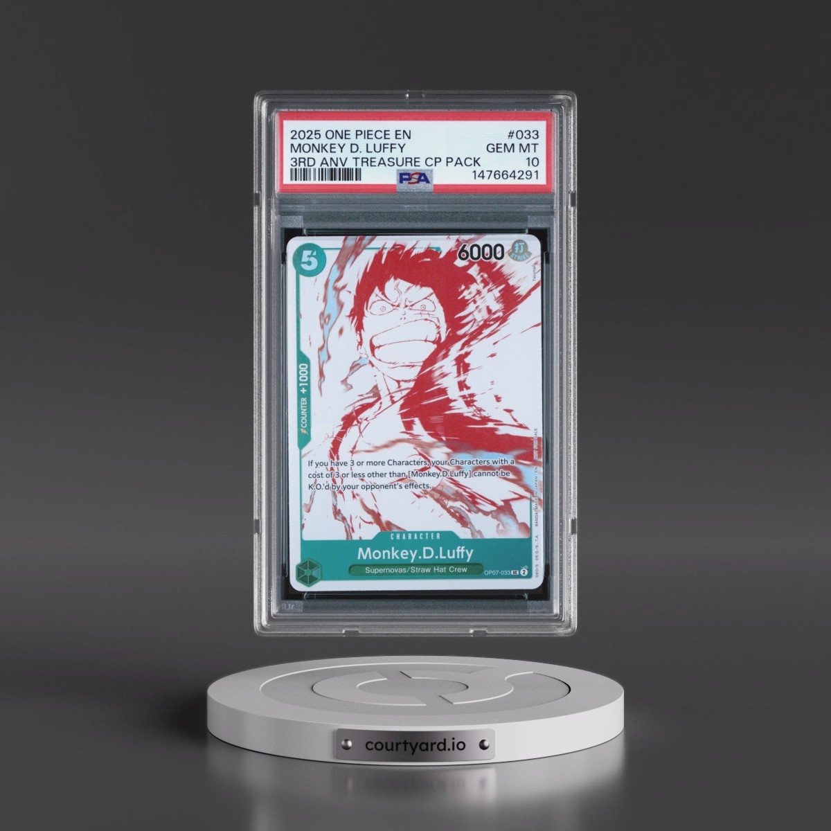 2025 One Piece 3rd Anniversary! One Piece Card Treasure Campaign Pack #033 Monkey D. Luffy (PSA 10 GEM MINT)
