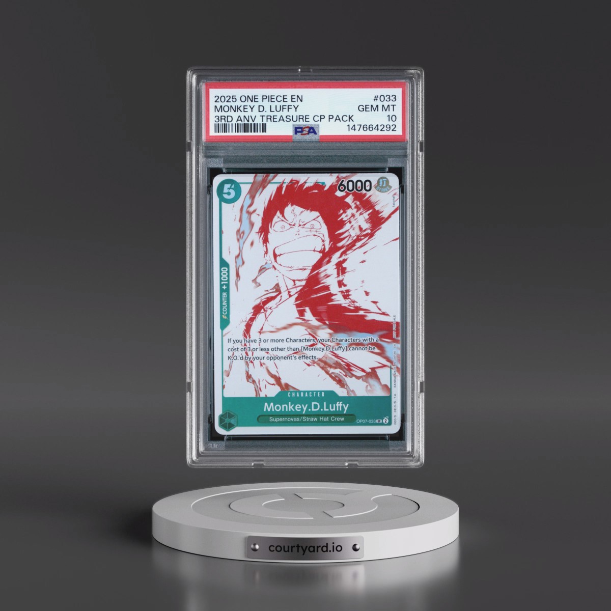 2025 One Piece 3rd Anniversary! One Piece Card Treasure Campaign Pack #033 Monkey D. Luffy (PSA 10 GEM MINT)
