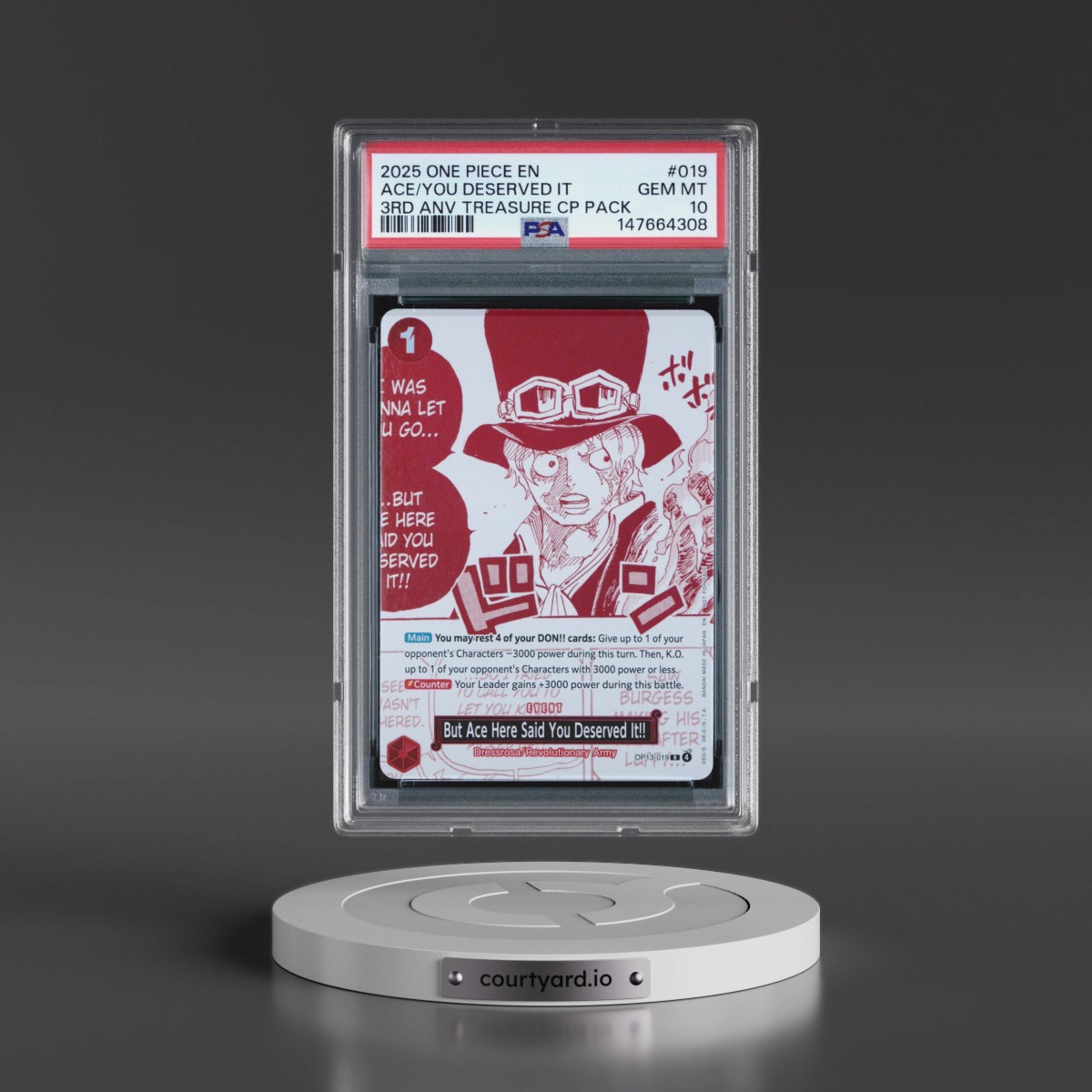 2025 One Piece 3rd Anniversary! One Piece Card Treasure Campaign Pack #019 But Ace Here Said You Deserved It!! (PSA 10 GEM MINT)
