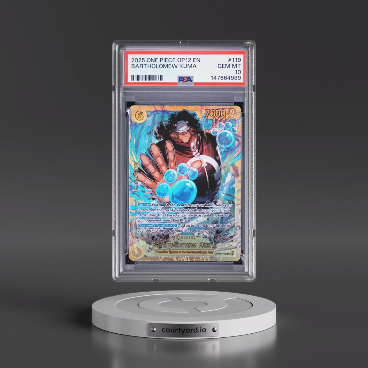 2025 One Piece OP12-Legacy of the Master #119 Bartholomew Kuma (PSA 10 GEM MINT)