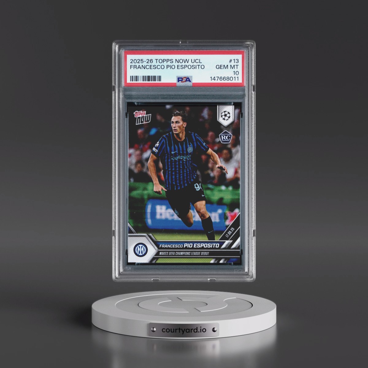 2025 Topps Now UEFA Champions League Francesco Pio Esposito #13 PSA 10