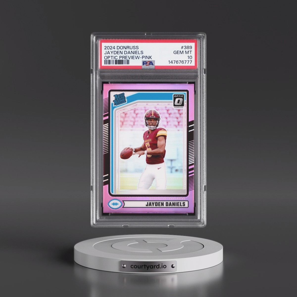 2024 Panini Donruss #389 Jayden Daniels - Optic Preview-Pink (PSA 10 GEM MINT)