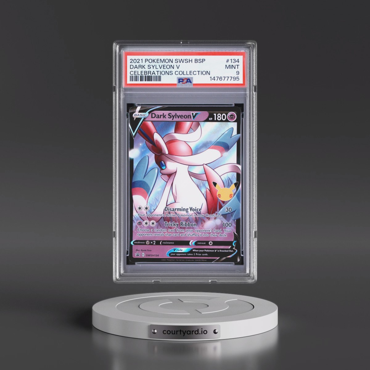 2021 Pokémon Swsh Black Star Promo #134 Dark Sylveon V - Holo Celebrations Collection (PSA 9 MINT)