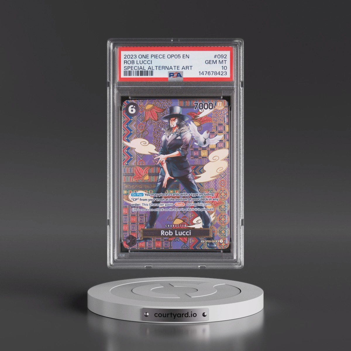 2023 One Piece OP05-Awakening of the New Era #092 Rob Lucci - Special Alternate Art (PSA 10 GEM MINT)