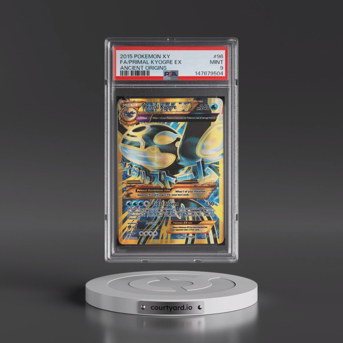 2015 Pokémon XY Ancient Origins #96 Primal Kyogre EX - Holo Full Art (PSA 9 MINT)