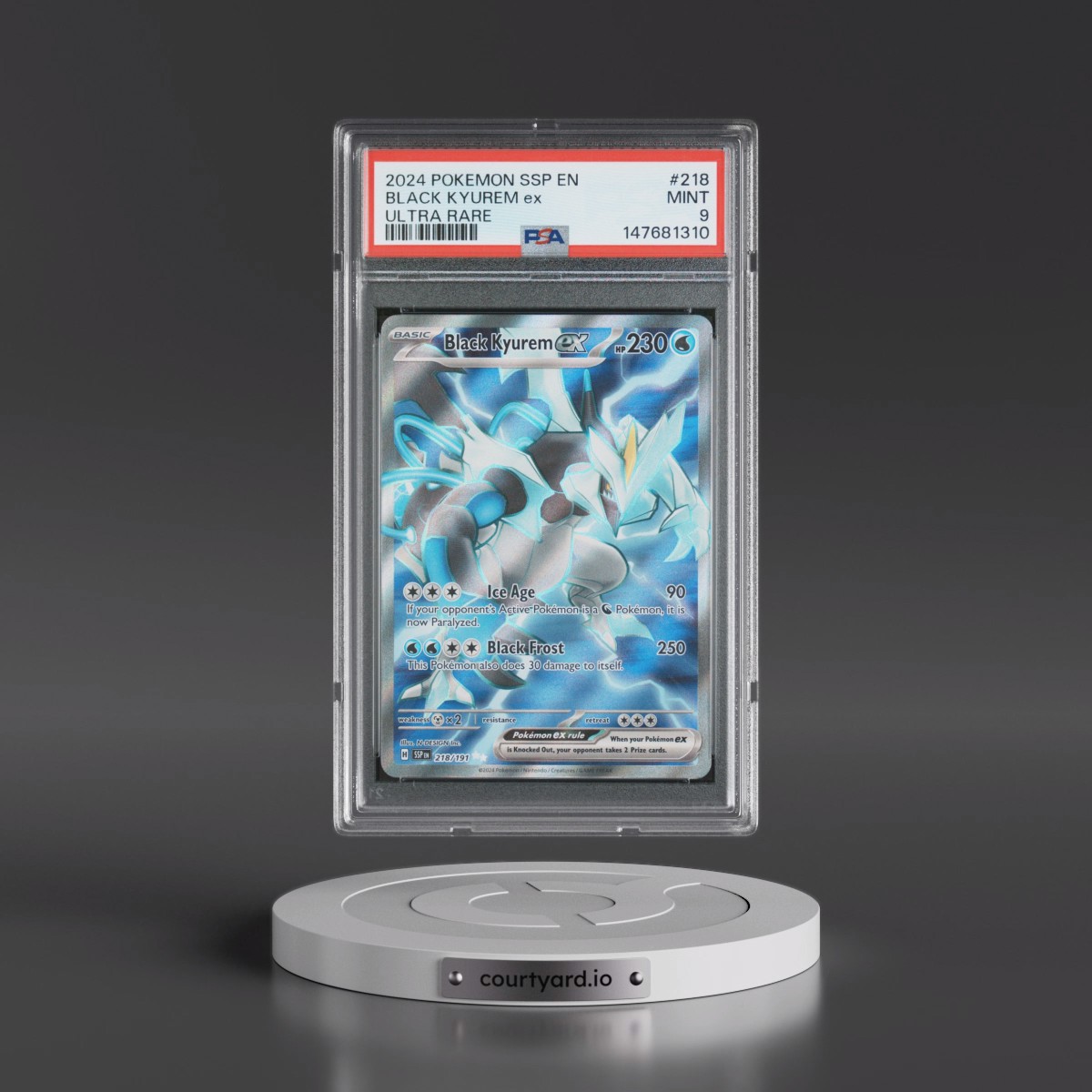 2024 Pokémon Ssp EN-Surging Sparks #218 Black Kyurem EX - Holo Ultra Rare (PSA 9 MINT)