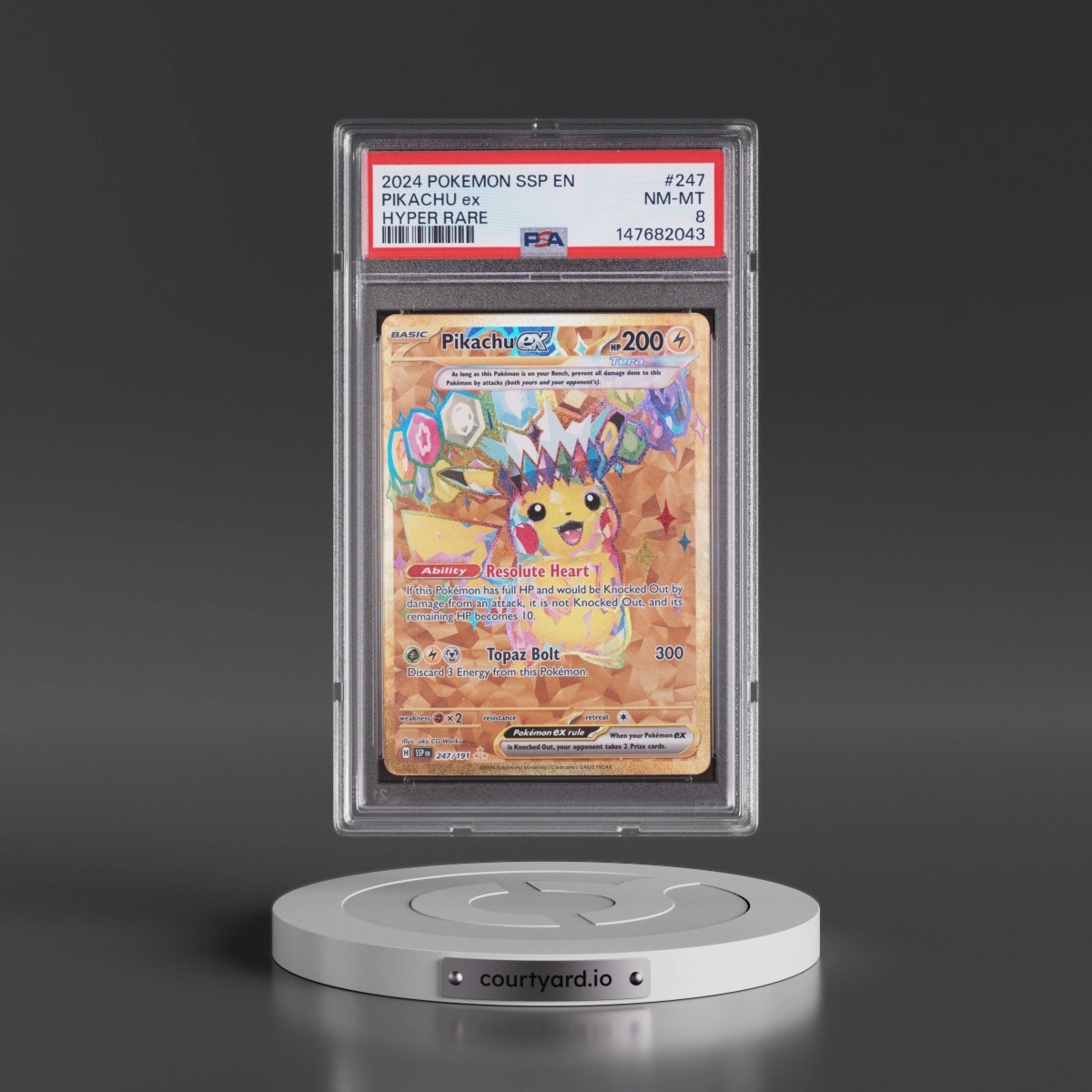 2024 Pokémon Ssp EN-Surging Sparks #247 Pikachu EX - Holo Hyper Rare (PSA 8 NM-MT)