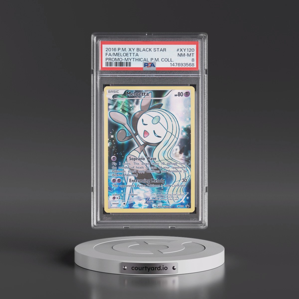2016 Pokémon XY Black Star Promo #XY120 Meloetta - Full Art Mythical Pokemon Collection (PSA 8 NM-MT)