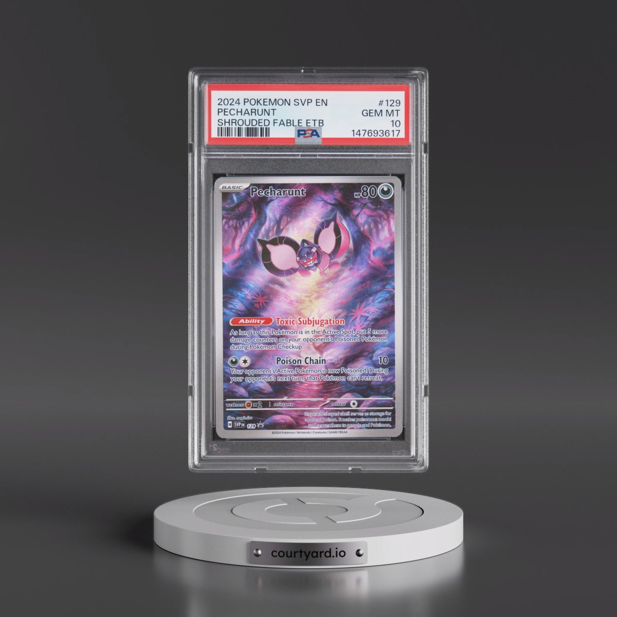 2024 Pokémon Svp EN-SV Black Star Promo #129 Pecharunt - Shrouded Fable Elite Trainer Box (PSA 10 GEM MINT)