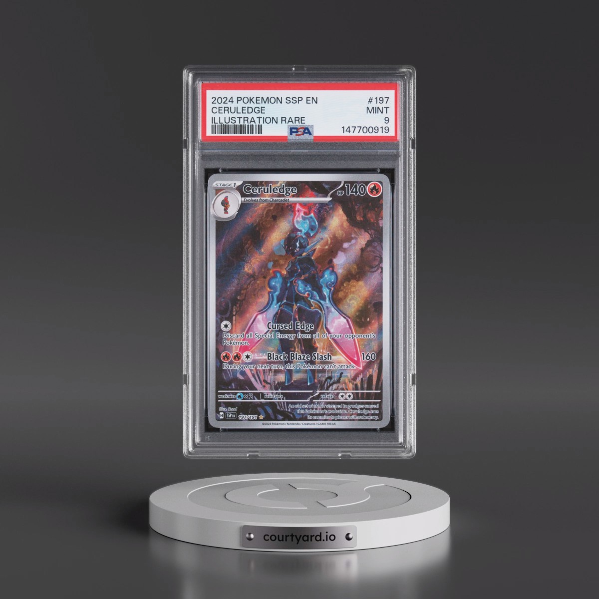 2024 Pokémon Ssp EN-Surging Sparks #197 Ceruledge - Illustration Rare (PSA 9 MINT)