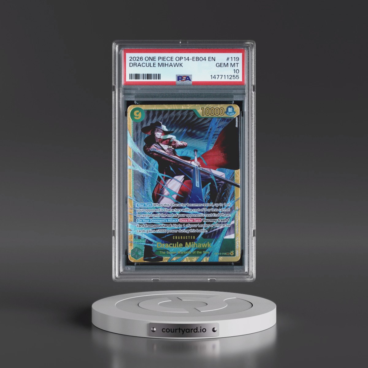 2026 One Piece OP14-EB04-the Azure Sea's Seven #119 Dracule Mihawk (PSA 10 GEM MINT)