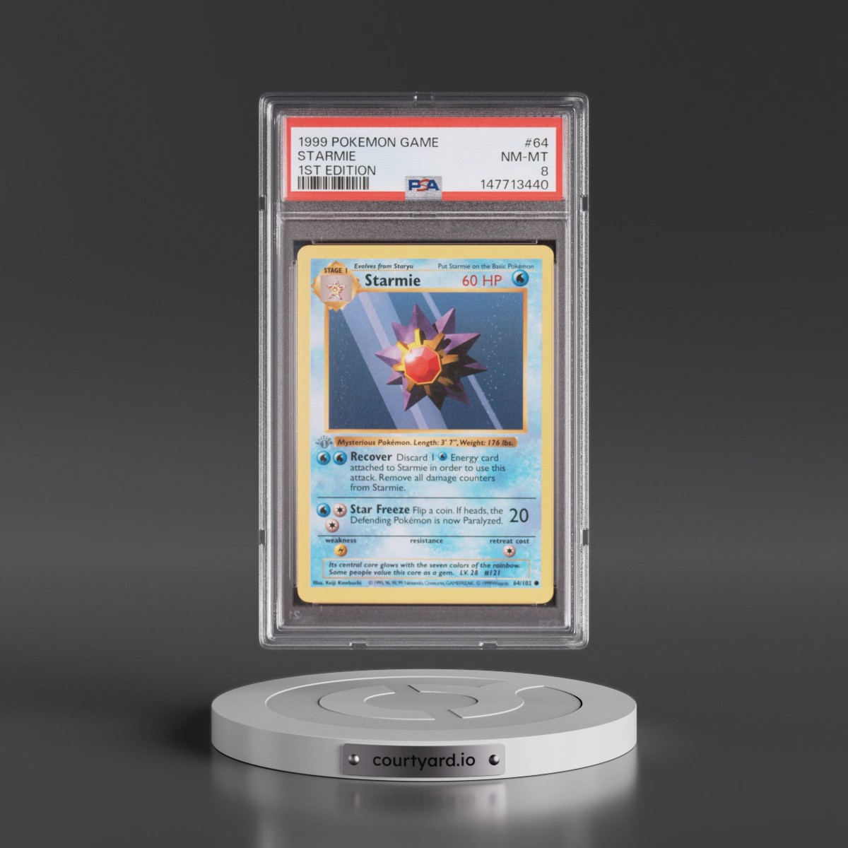 1999 Pokémon Game #64 Starmie - 1st Edition (PSA 8 NM-MT)