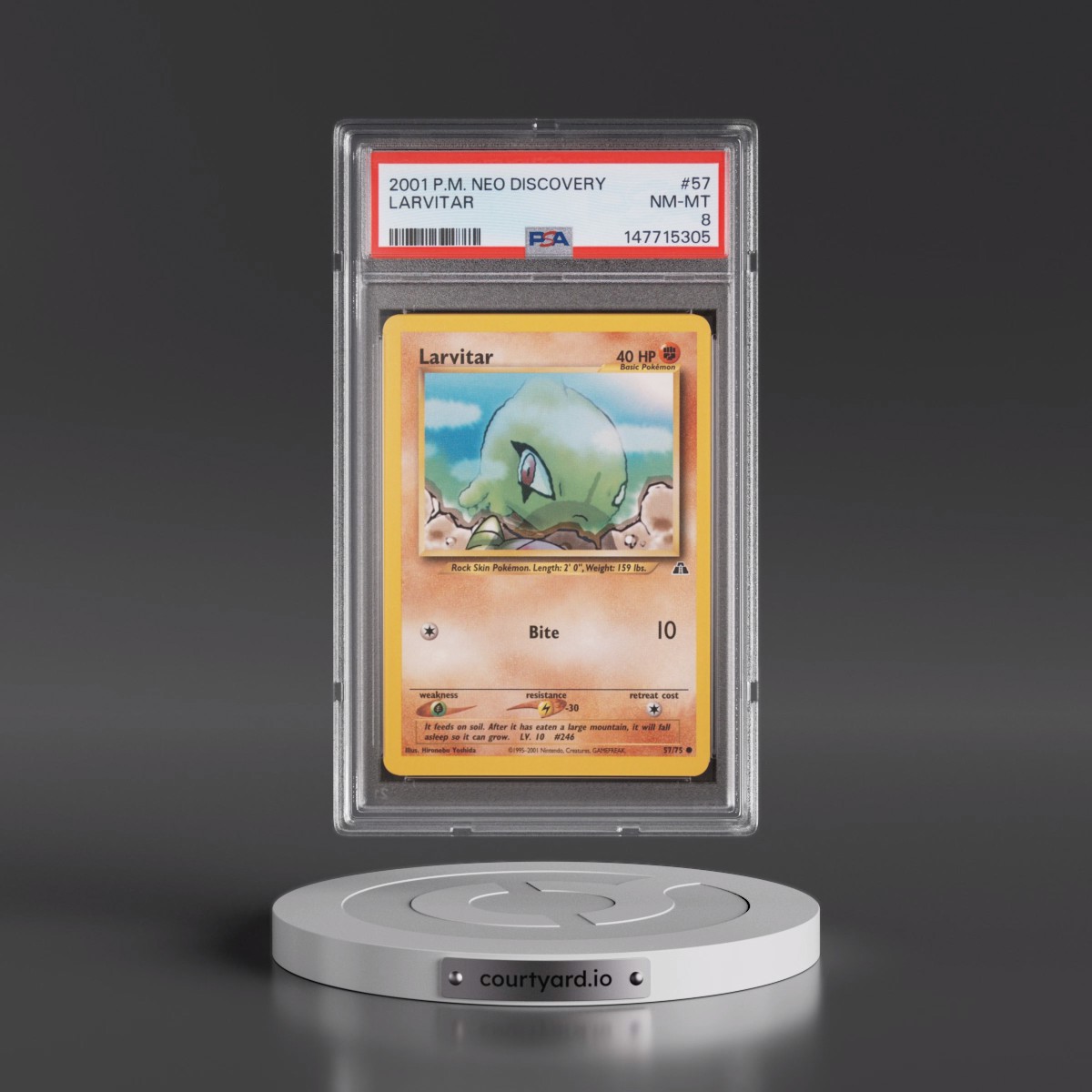 2001 Pokémon Neo Discovery #57 Larvitar (PSA 8 NM-MT)