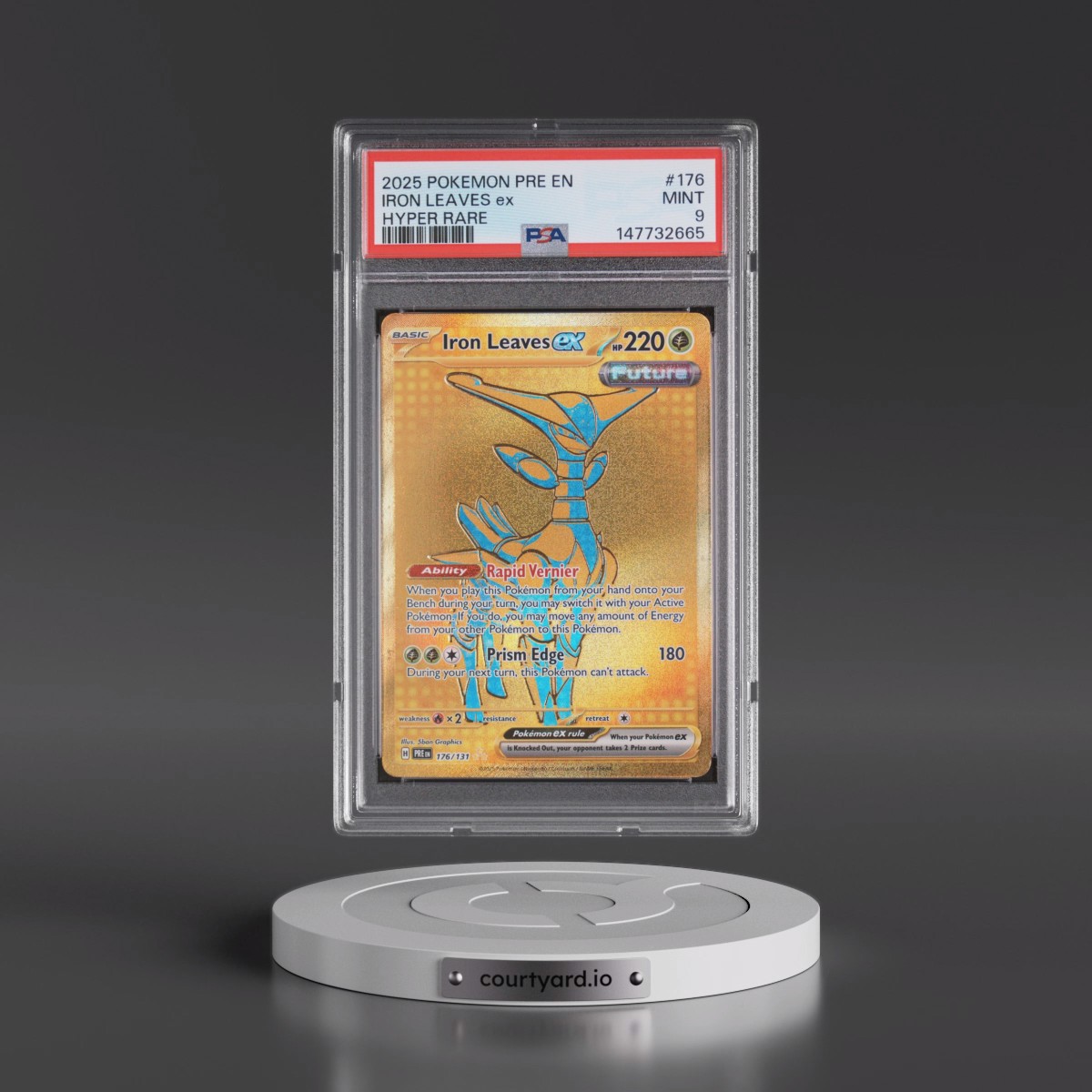 2025 Pokémon Pre EN-Prismatic Evolutions #176 Iron Leaves EX - Holo Hyper Rare (PSA 9 MINT)