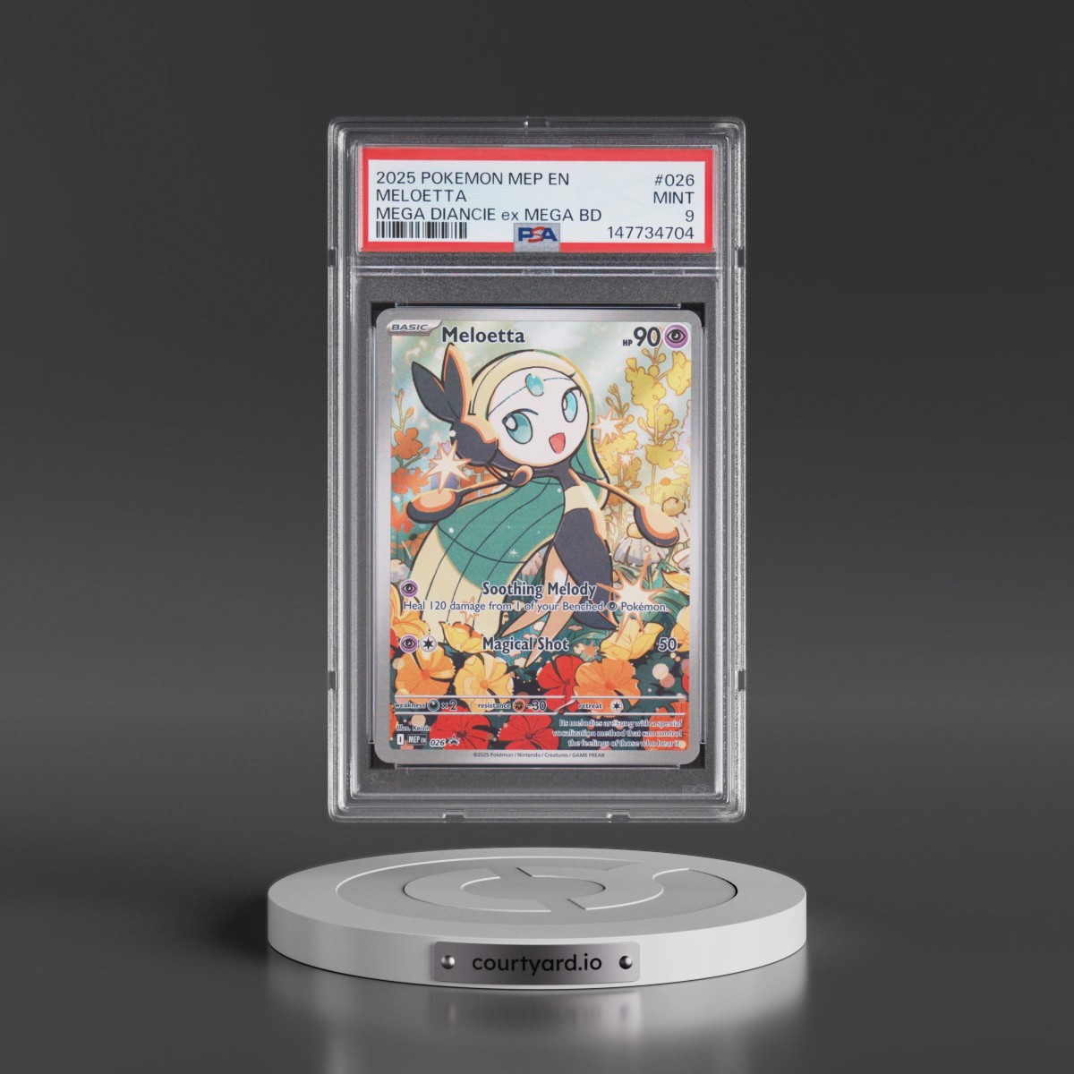 2025 Pokémon Mep EN-Me Black Star Promo #026 Meloetta - Mega Diancie EX Mega Battle Deck (PSA 9 MINT)