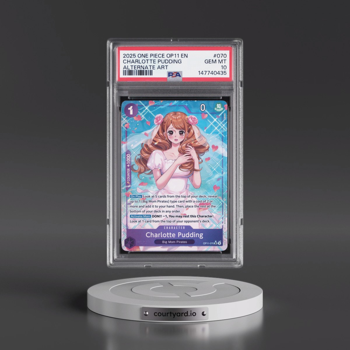 2025 One Piece OP11-A Fist of Divine Speed #070 Charlotte Pudding - Alternate Art (PSA 10 GEM MINT)