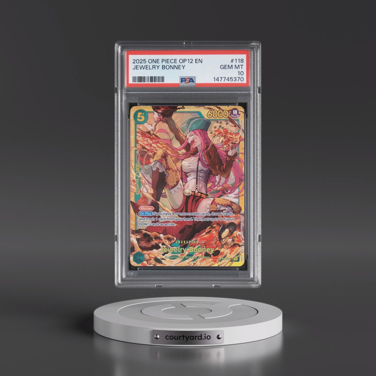 2025 One Piece OP12-Legacy of the Master #118 Jewelry Bonney (PSA 10 GEM MINT)