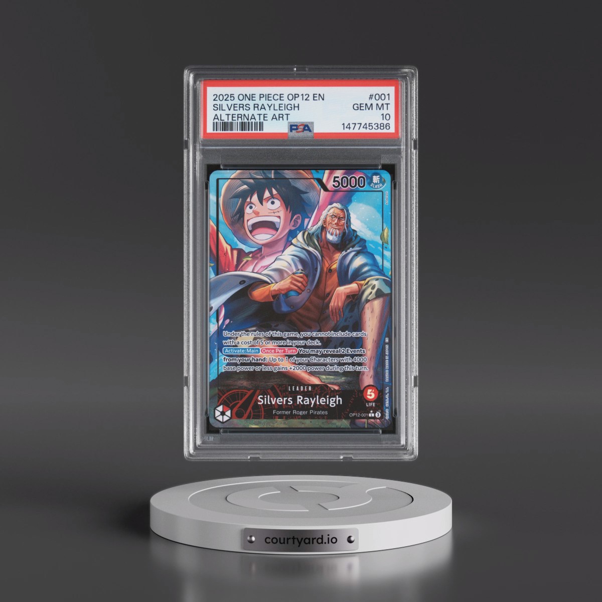 2025 One Piece OP12-Legacy of the Master #001 Silvers Rayleigh - Alternate Art (PSA 10 GEM MINT)