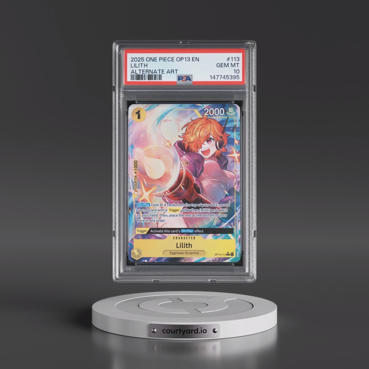 2025 One Piece OP13-Carrying on His Will #113 Lilith - Alternate Art (PSA 10 GEM MINT)