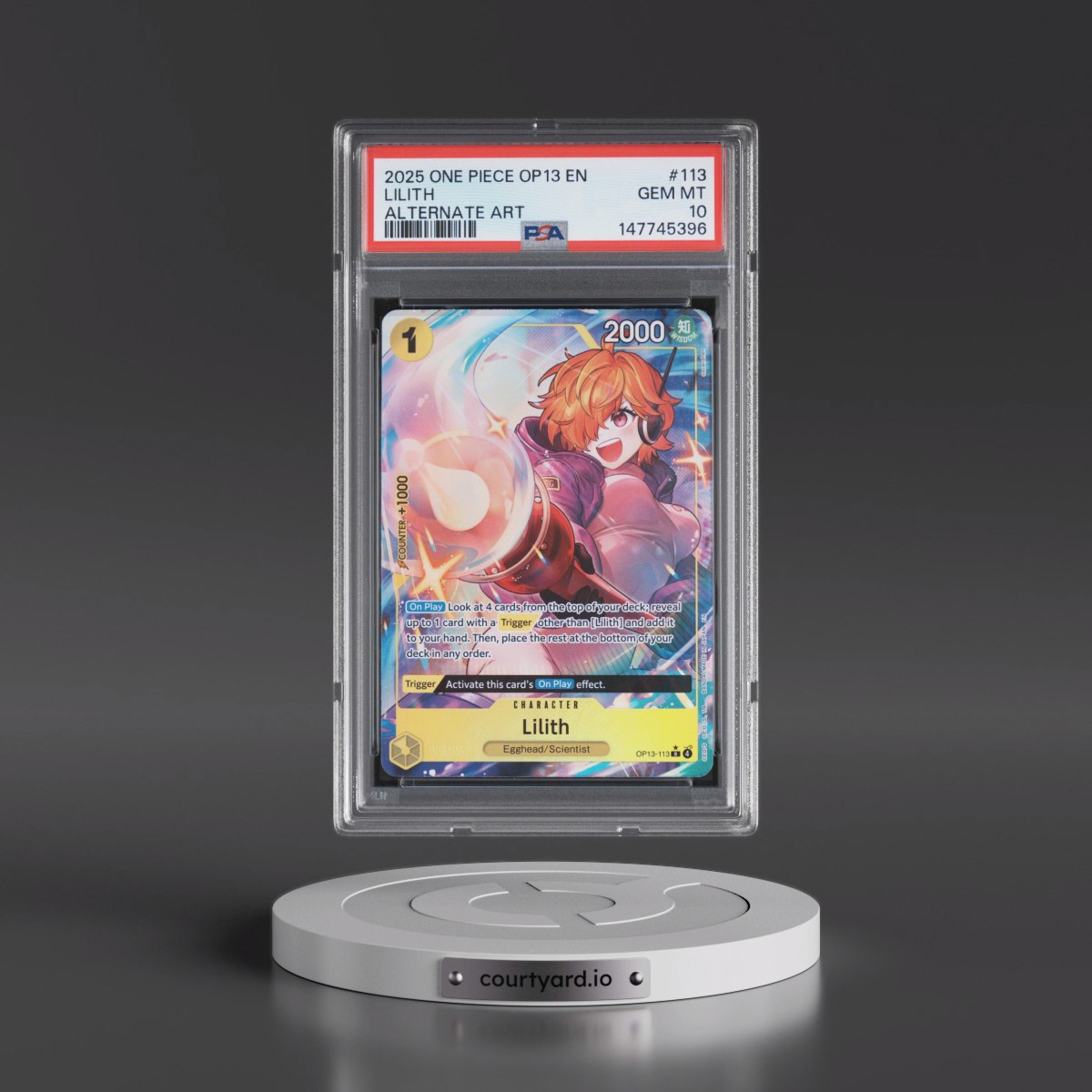2025 One Piece OP13-Carrying on His Will #113 Lilith - Alternate Art (PSA 10 GEM MINT)