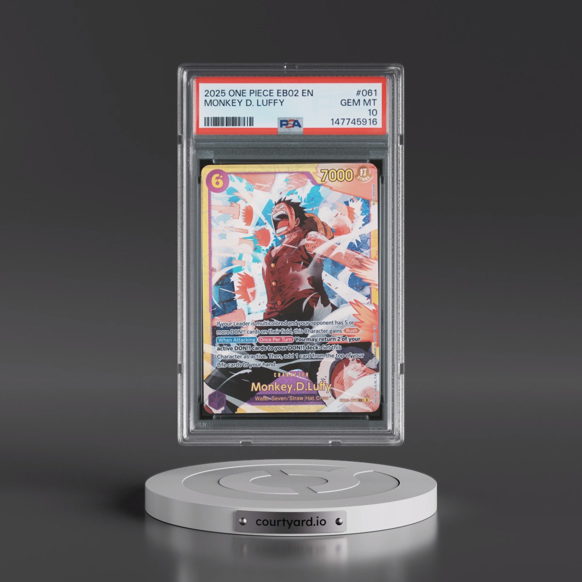 2025 One Piece EB02-Extra Booster -Anime 25th Collection #061 Monkey D. Luffy (PSA 10 GEM MINT)