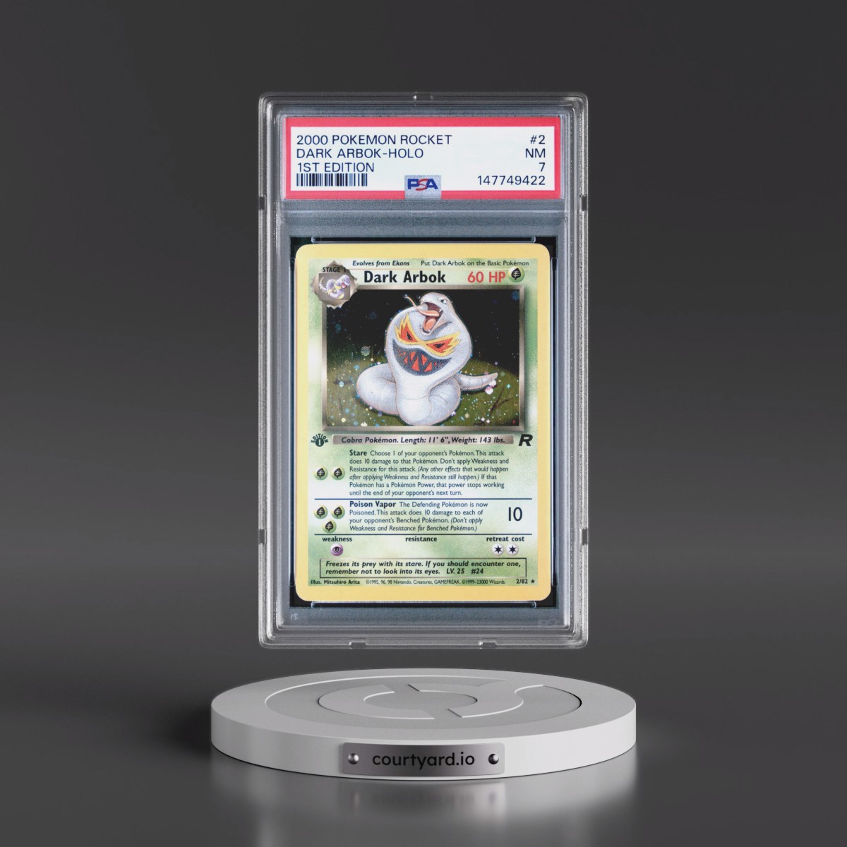 2000 Pokémon Rocket #2 Dark Arbok - 1st Edition Holo (PSA 7 NM)