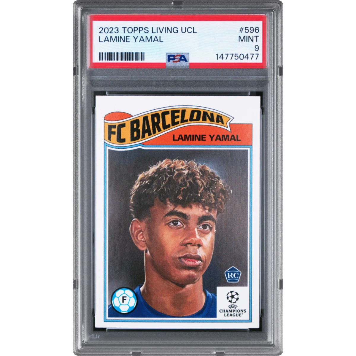 2023 Topps Living UEFA Champions League #596 Lamine Yamal (PSA 9 MINT)