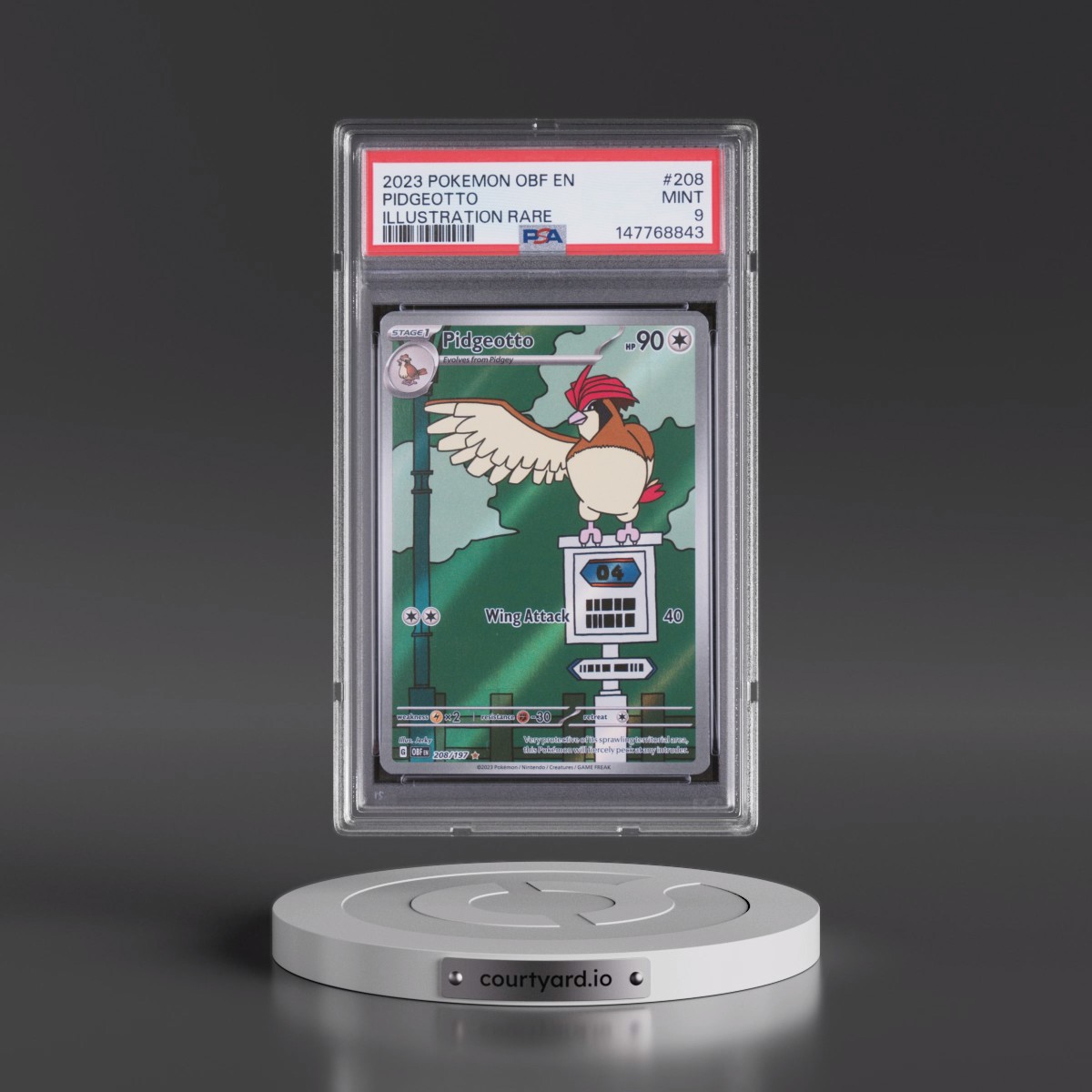 2023 Pokémon Obf EN-Obsidian Flames #208 Pidgeotto - Illustration Rare (PSA 9 MINT)