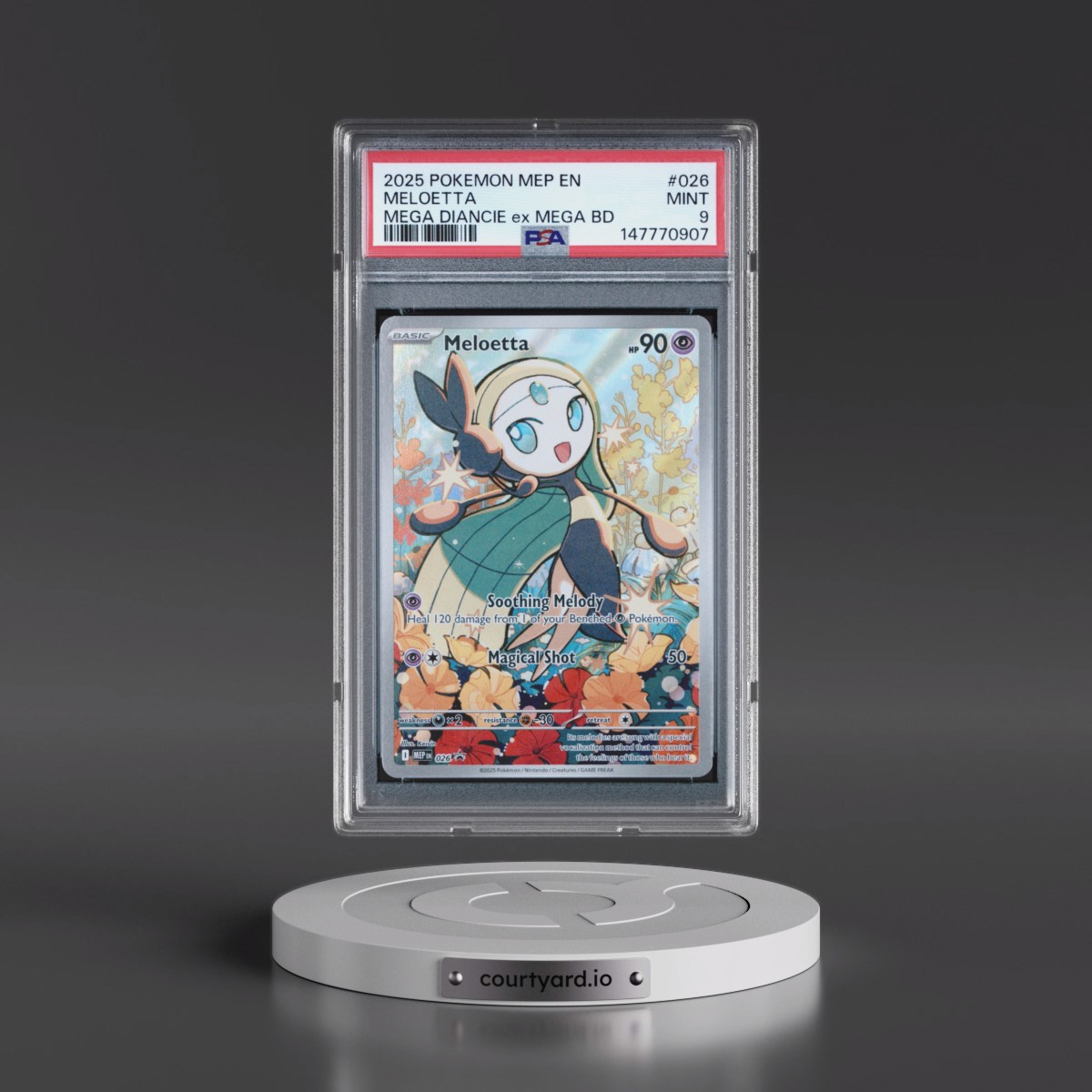 2025 Pokémon Mep EN-Me Black Star Promo Meloetta - Mega Diancie EX Mega Battle Deck #026 PSA 9