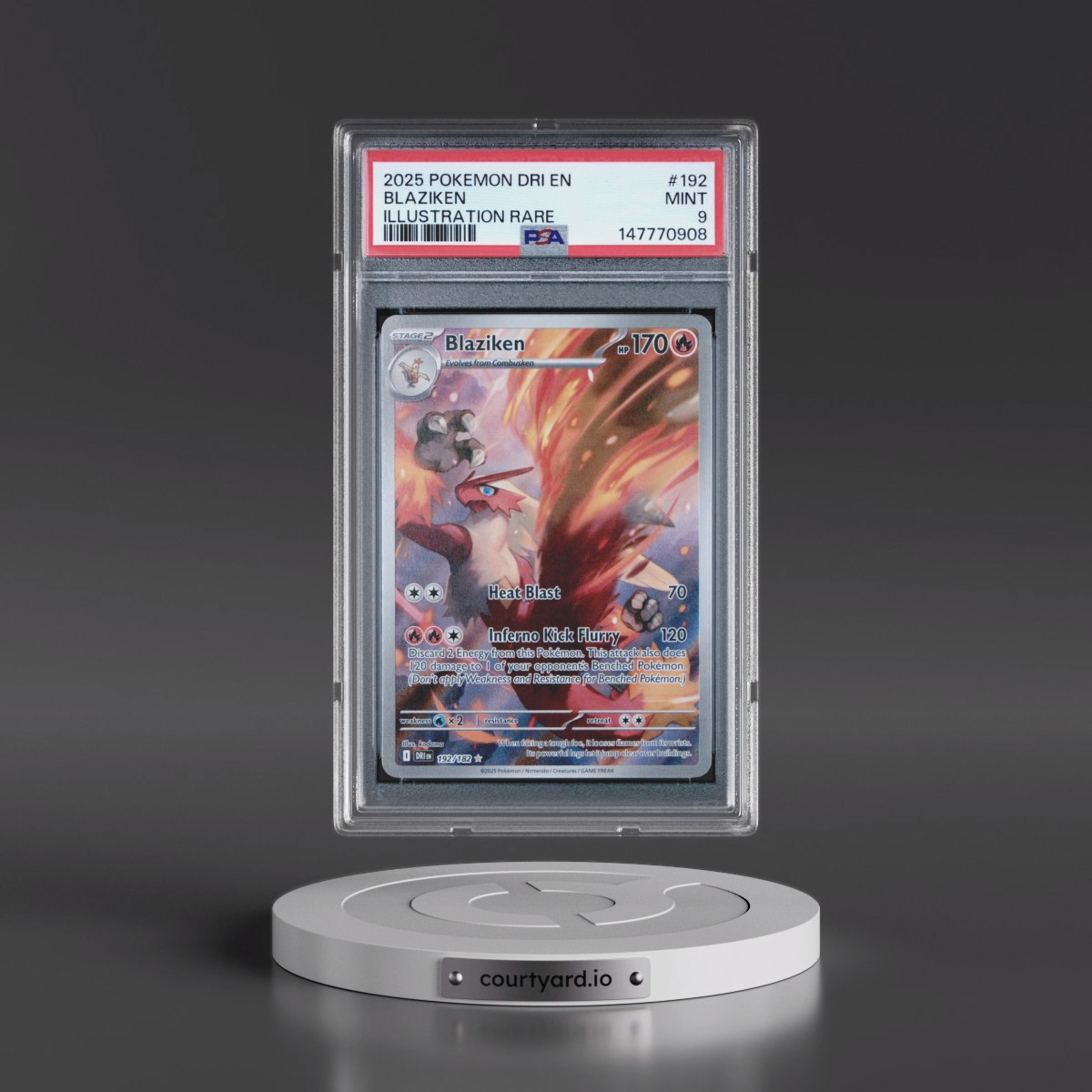 2025 Pokémon Dri EN-Destined Rivals #192 Blaziken - Illustration Rare (PSA 9 MINT)
