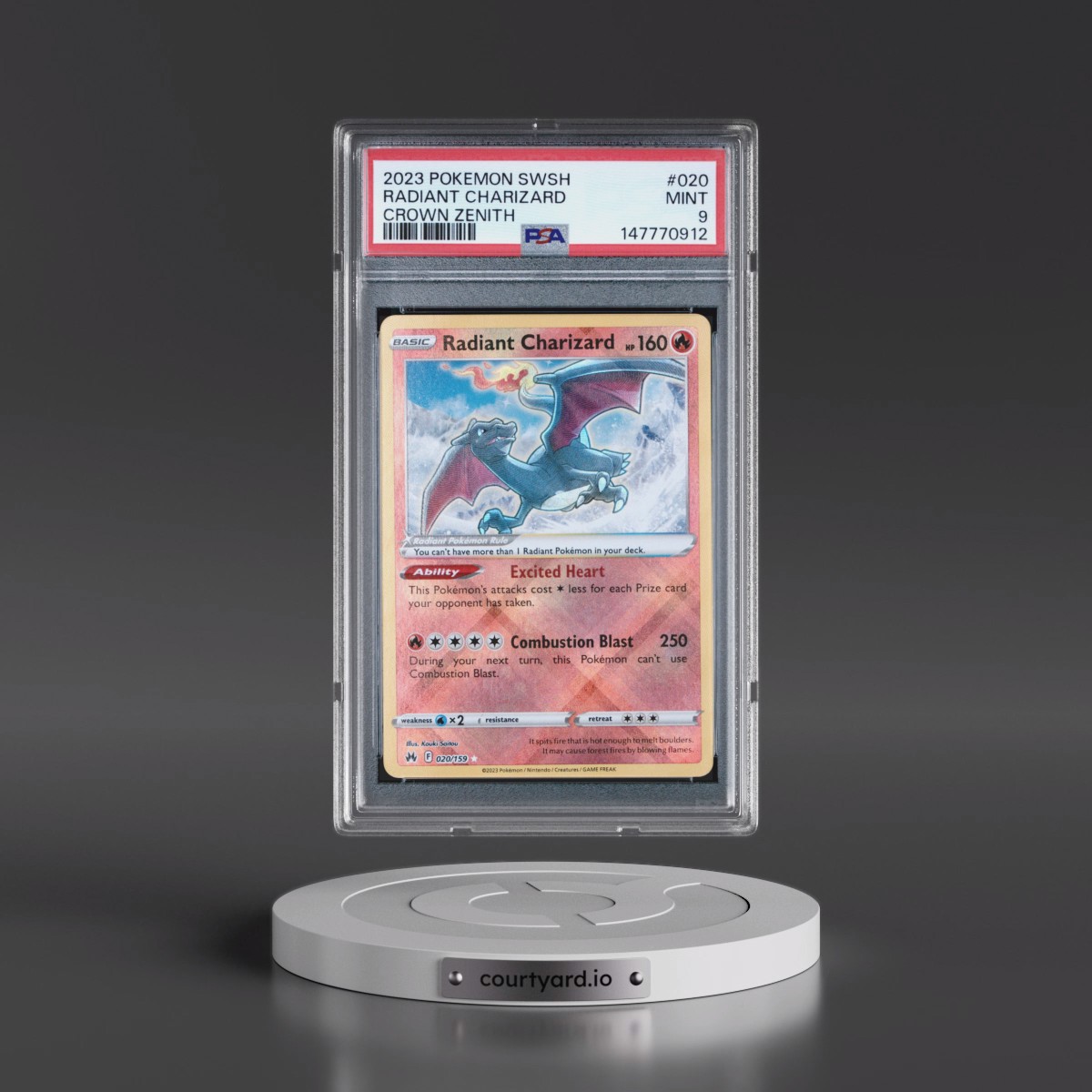 2023 Pokémon Sword and Shield Crown Zenith #020 Radiant Charizard - Holo (PSA 9 MINT)