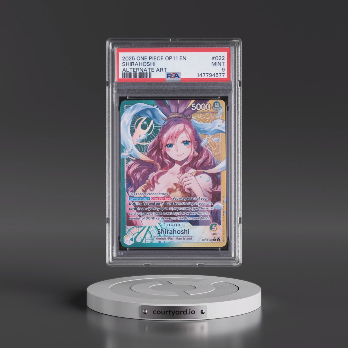 2025 One Piece OP11-A Fist of Divine Speed #022 Shirahoshi - Alternate Art (PSA 9 MINT)