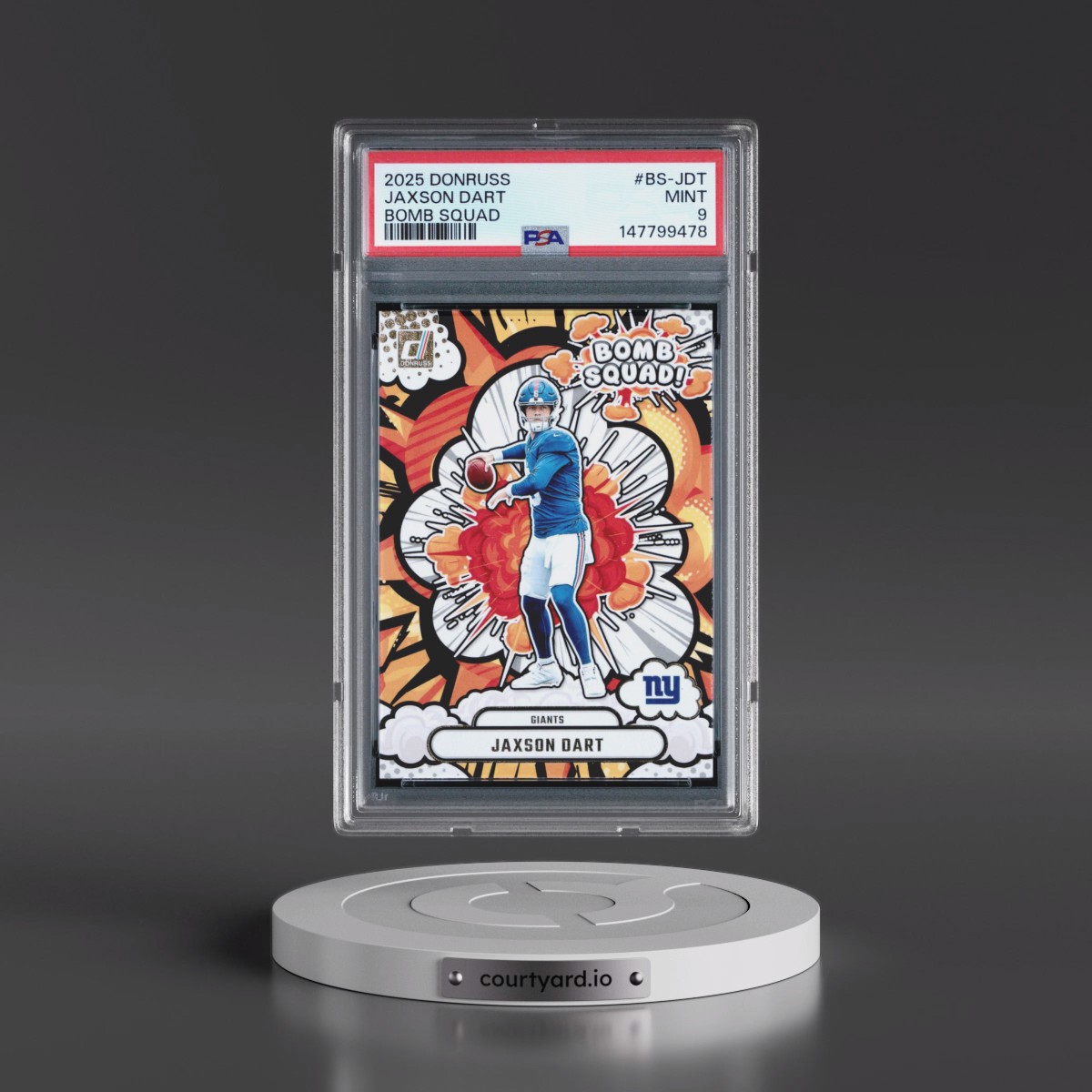 2025 Panini Donruss Bomb Squad #BS-JDT Jaxson Dart (PSA 9 MINT)