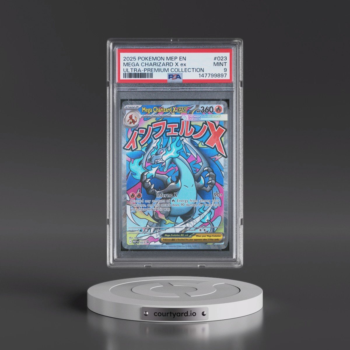 2025 Pokémon Mep EN-Me Black Star Promo #023 Mega Charizard X EX - Holo Mega Charizard X EX Ultra-Premium Collection (PSA 9 MINT)