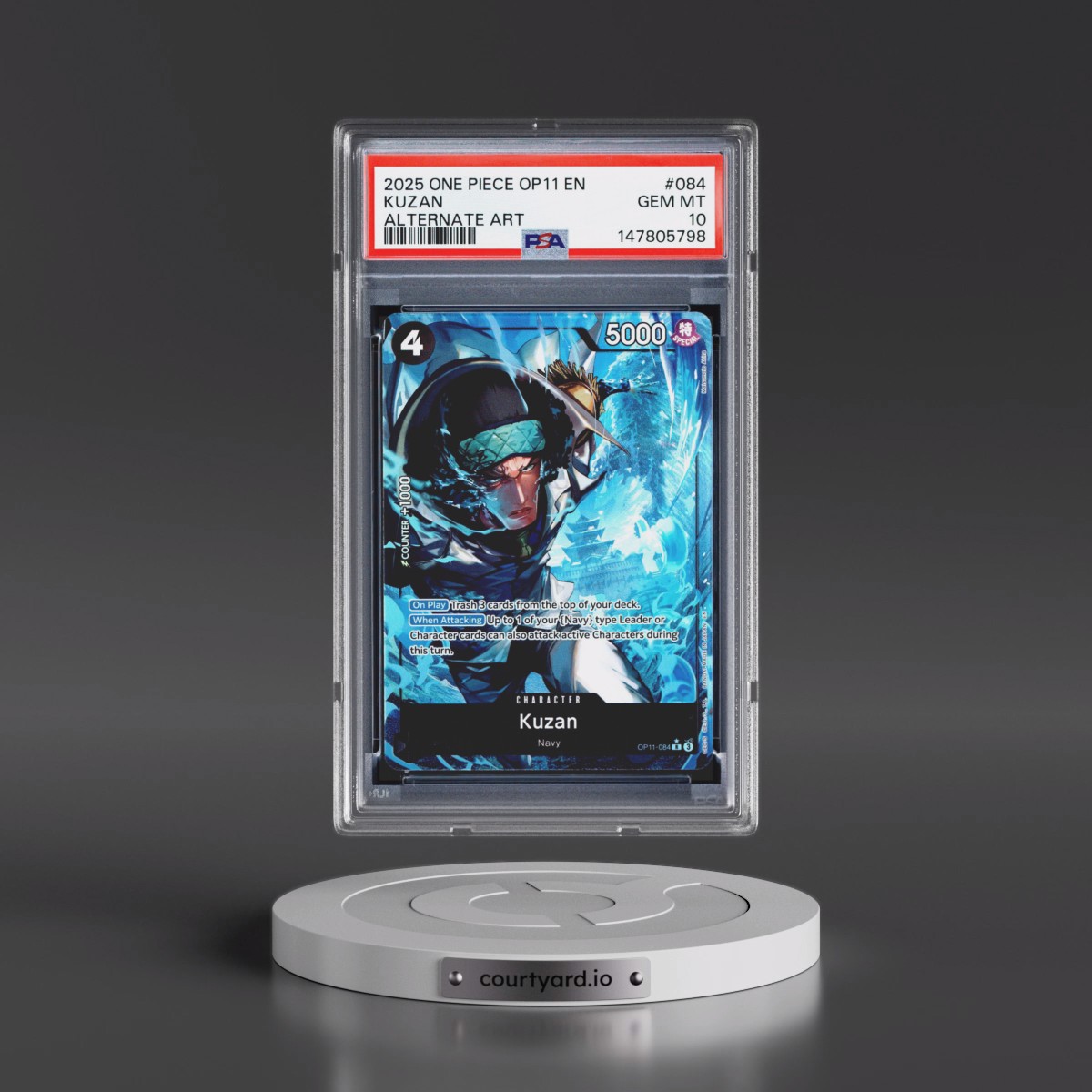 2025 One Piece OP11-A Fist of Divine Speed #084 Kuzan - Alternate Art (PSA 10 GEM MINT)