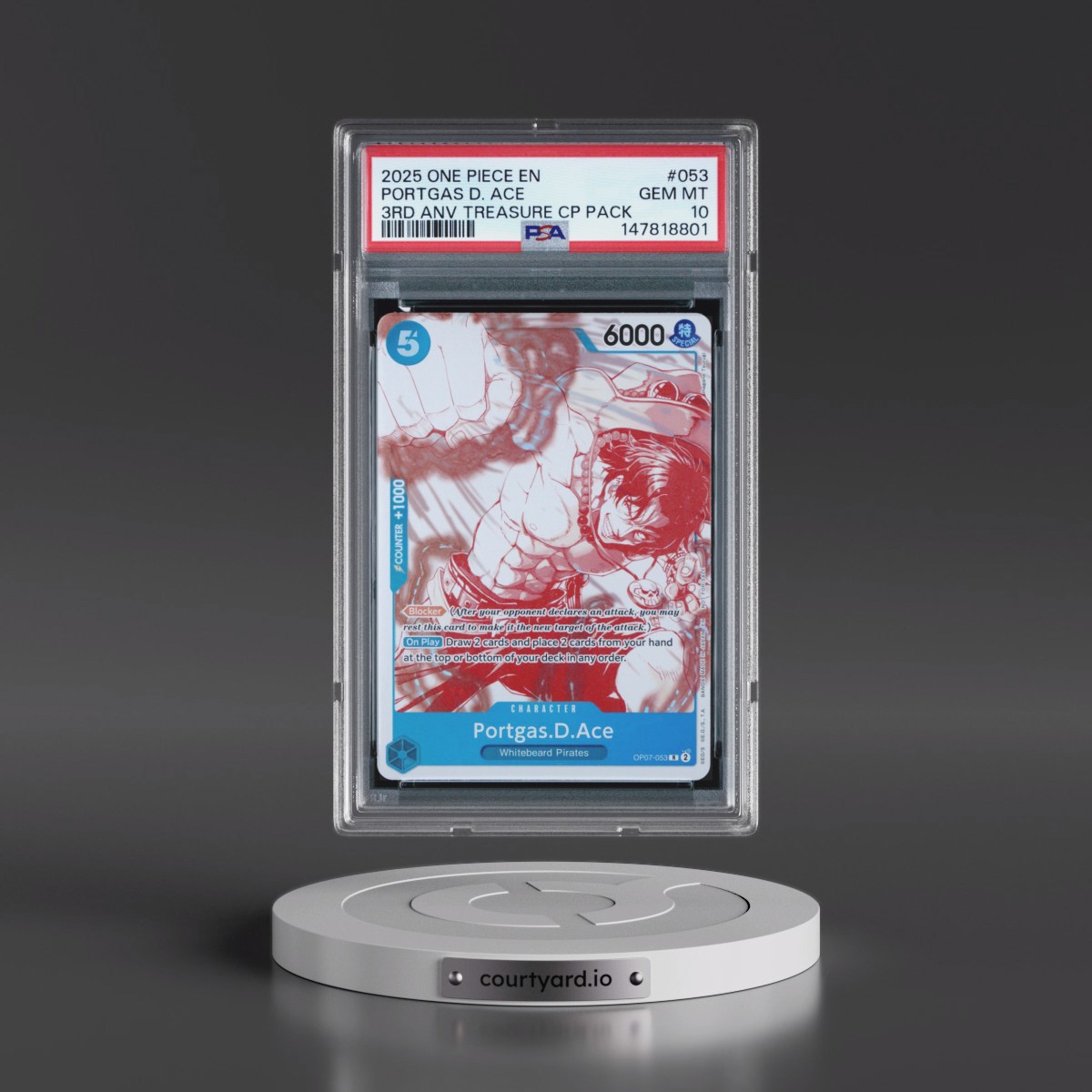2025 One Piece 3rd Anniversary! One Piece Card Treasure Campaign Pack #053 Portgas D. Ace (PSA 10 GEM MINT)