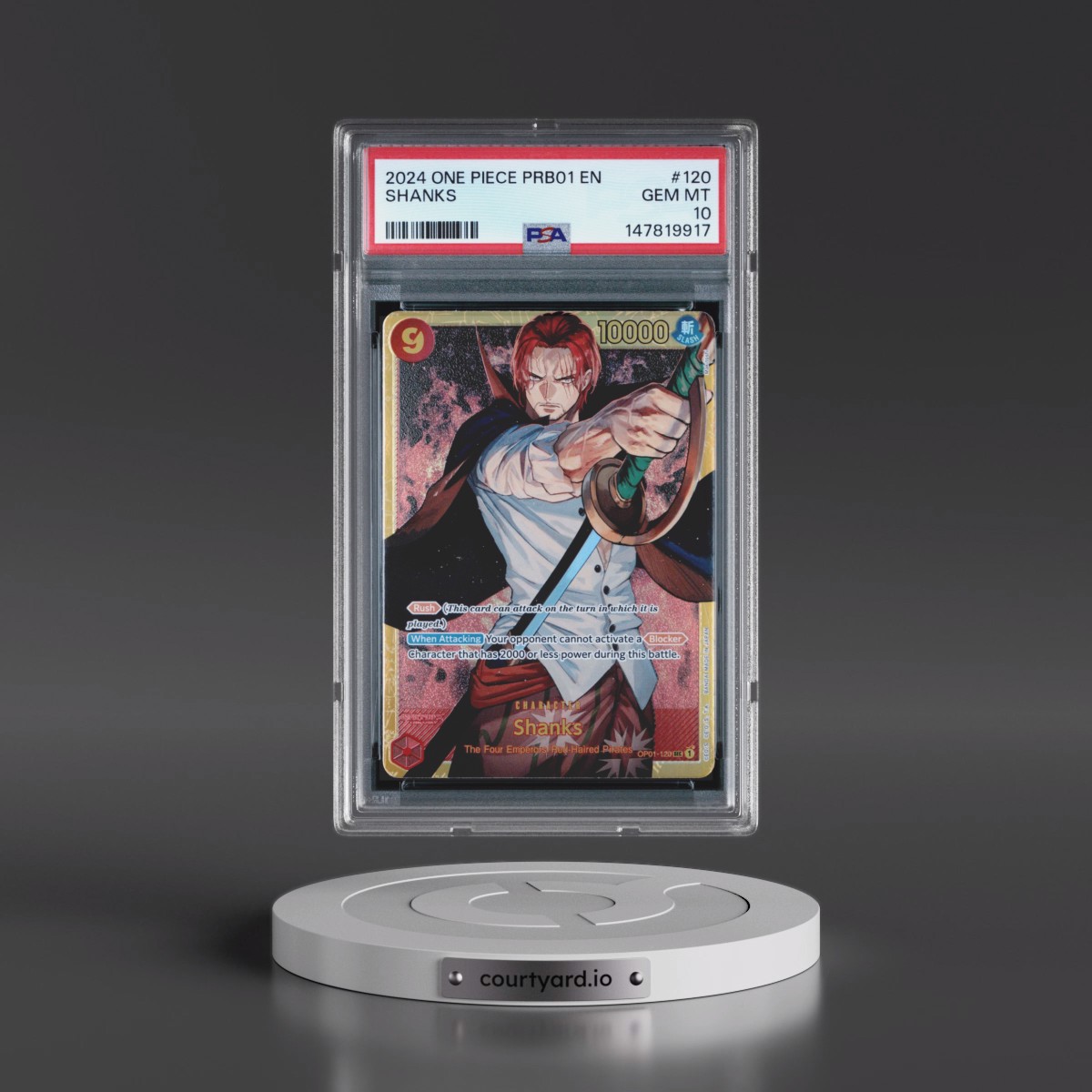 2024 One Piece PRB01-Premium Booster -One Piece Card the Best #120 Shanks (PSA 10 GEM MINT)