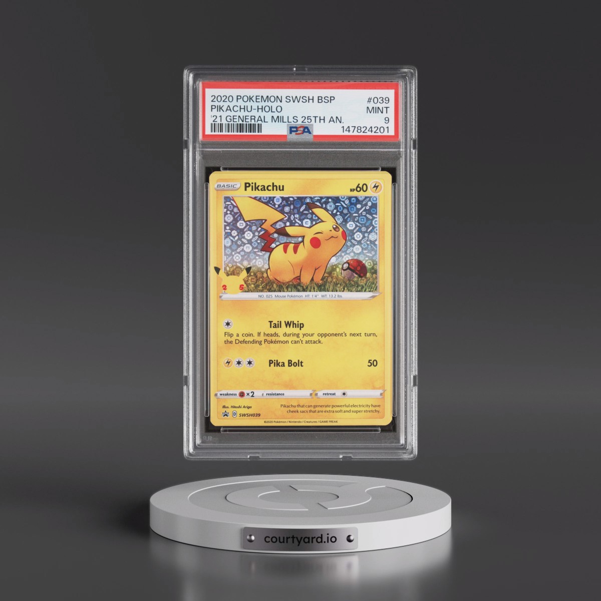 2020 Pokémon Swsh Black Star Promo #039 Pikachu - Holo 2021 General Mills 25th Anniversary (PSA 9 MINT)