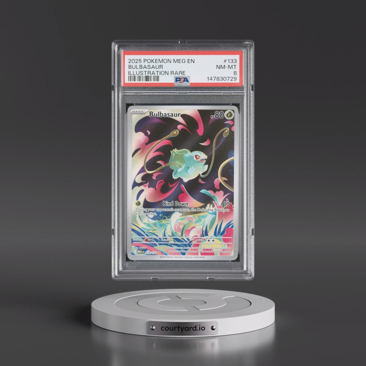 2025 Pokémon Meg EN-Mega Evolution #133 Bulbasaur - Illustration Rare (PSA 8 NM-MT)