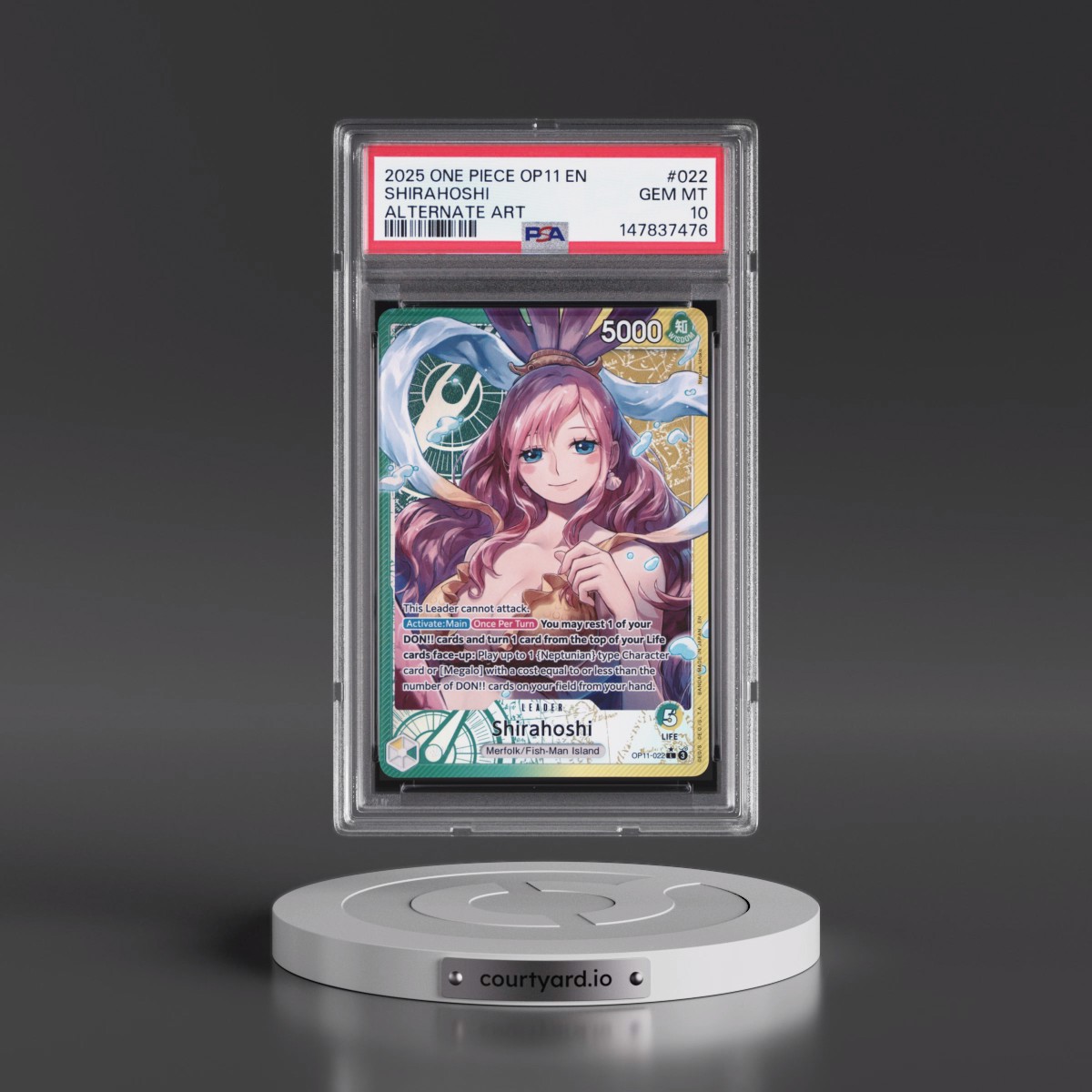 2025 One Piece OP11-A Fist of Divine Speed #022 Shirahoshi - Alternate Art (PSA 10 GEM MINT)