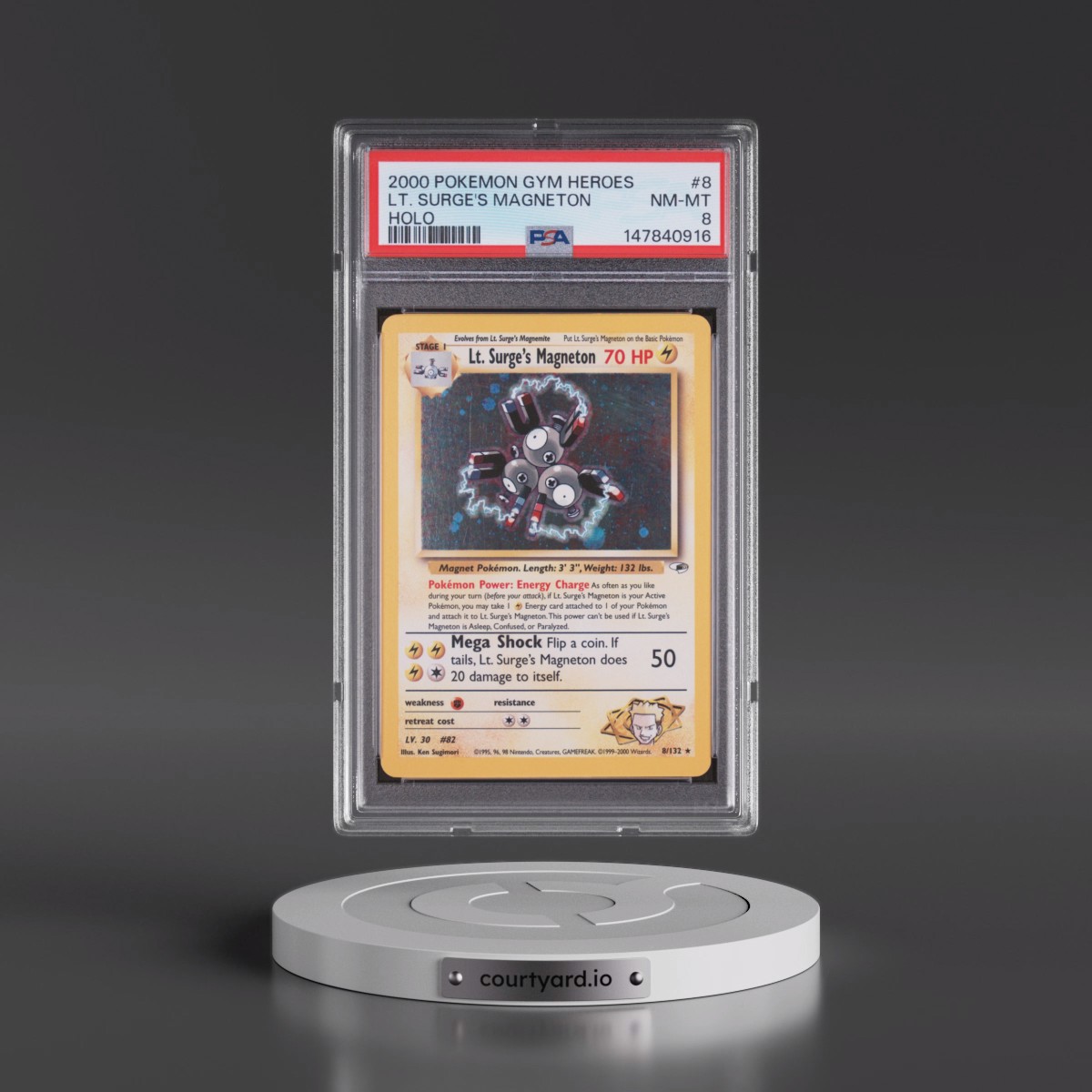 2000 Pokémon Gym Heroes #8 LT. Surge's Magneton - Holo (PSA 8 NM-MT)