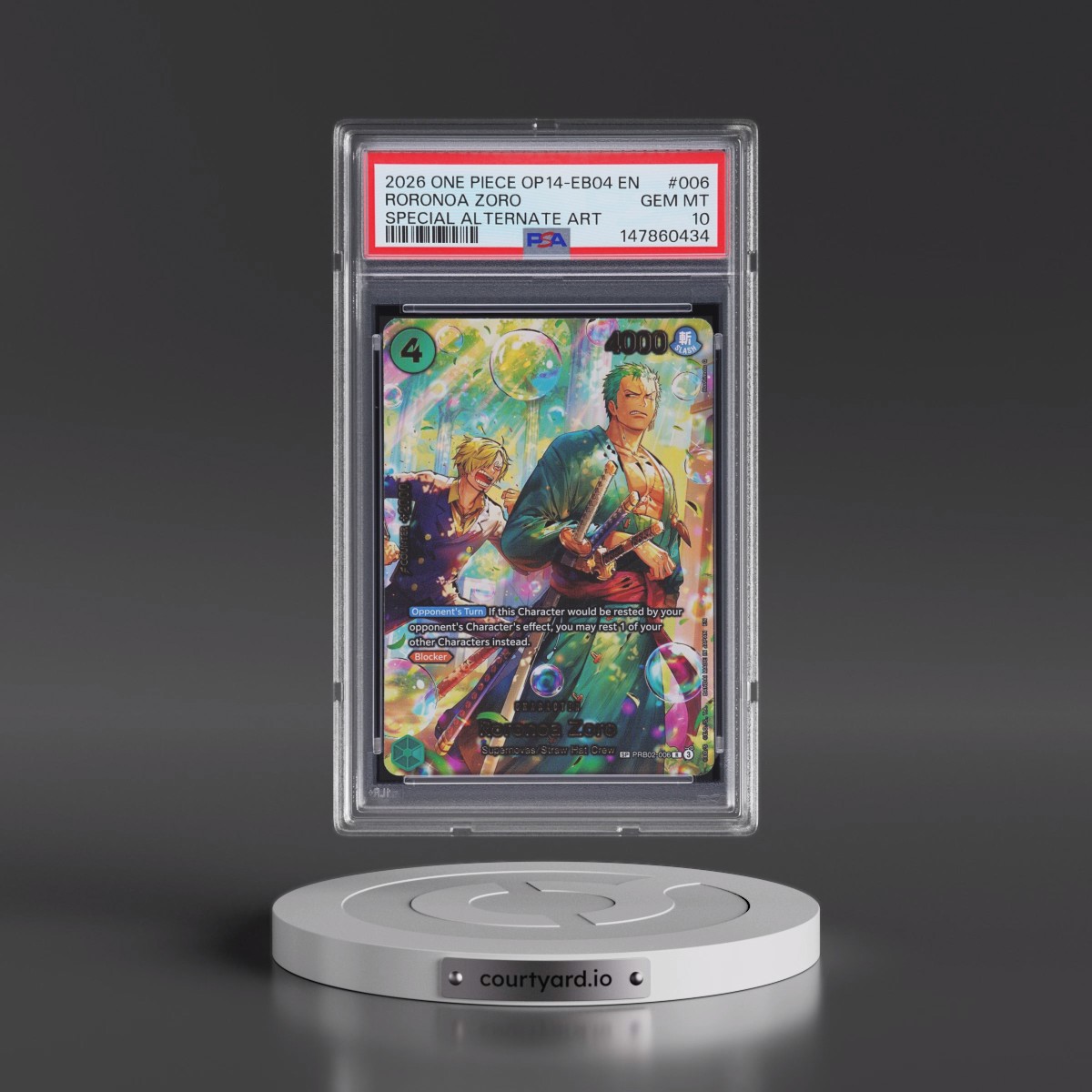 2026 One Piece OP14-EB04-the Azure Sea's Seven #006 Roronoa Zoro - Special Alternate Art (PSA 10 GEM MINT)
