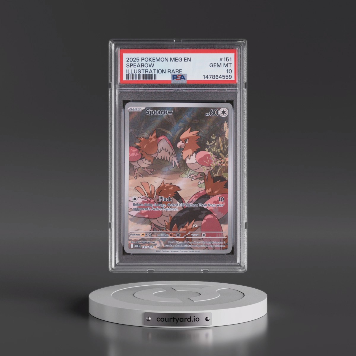 2025 Pokémon Meg EN-Mega Evolution #151 Spearow - Illustration Rare (PSA 10 GEM MINT)