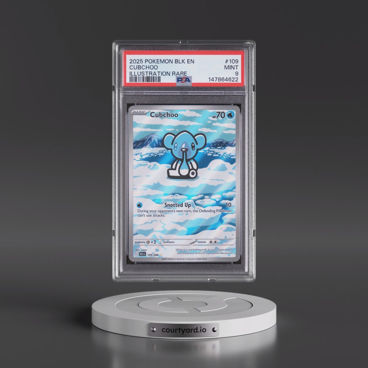 2025 Pokémon Blk EN-Black Bolt #109 Cubchoo - Illustration Rare (PSA 9 MINT)