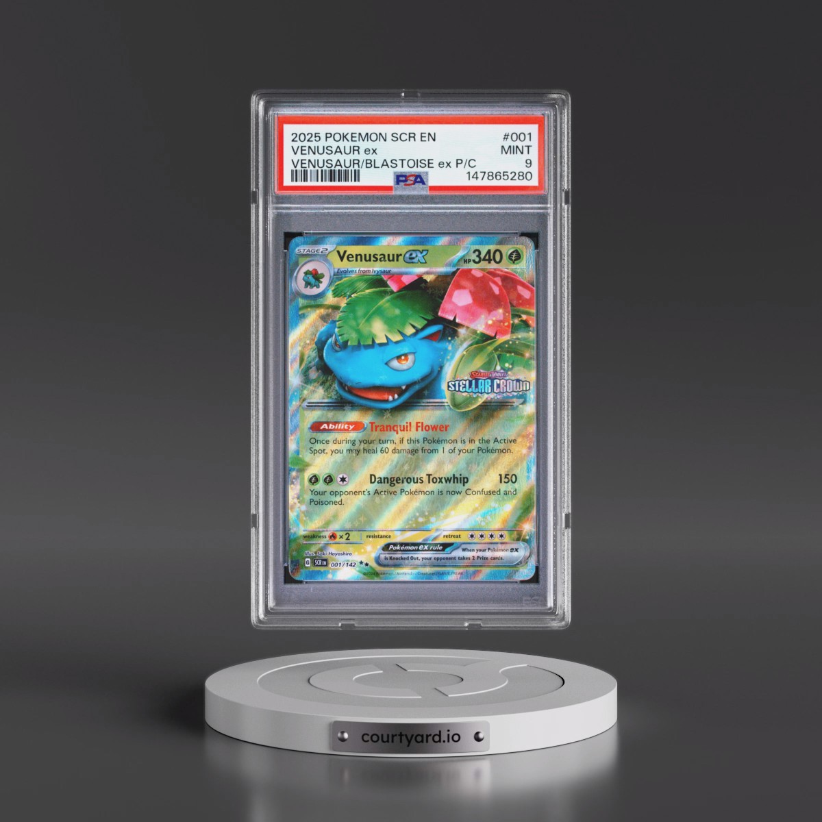2025 Pokémon Scr EN-Stellar Crown #001 Venusaur EX - Holo Venusaur EX & Blastoise EX Premium Collection (PSA 9 MINT)