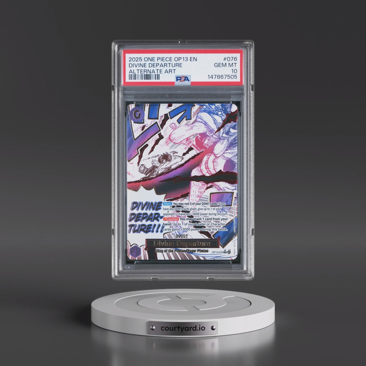 2025 One Piece OP13-Carrying on His Will #076 Divine Departure - Alternate Art (PSA 10 GEM MINT)