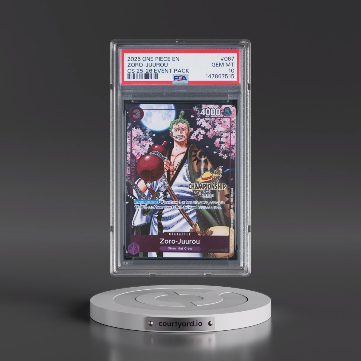 2025 One Piece Championship 2025-26 Event Pack #067 Zoro-Juurou (PSA 10 GEM MINT)
