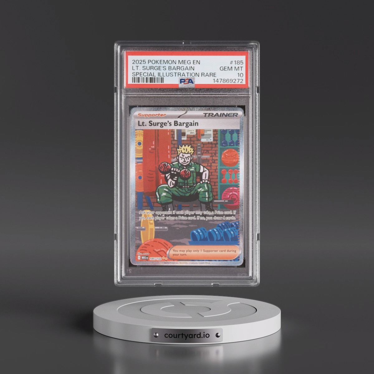 2025 Pokémon Meg EN-Mega Evolution #185 LT. Surge's Bargain - Special Illustration Rare (PSA 10 GEM MINT)