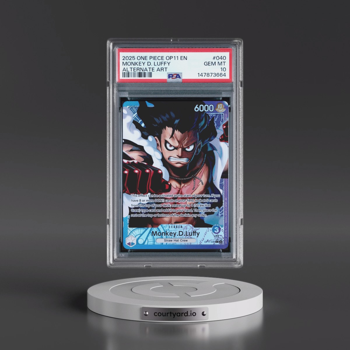 2025 One Piece OP11-A Fist of Divine Speed #040 Monkey D. Luffy - Alternate Art (PSA 10 GEM MINT)