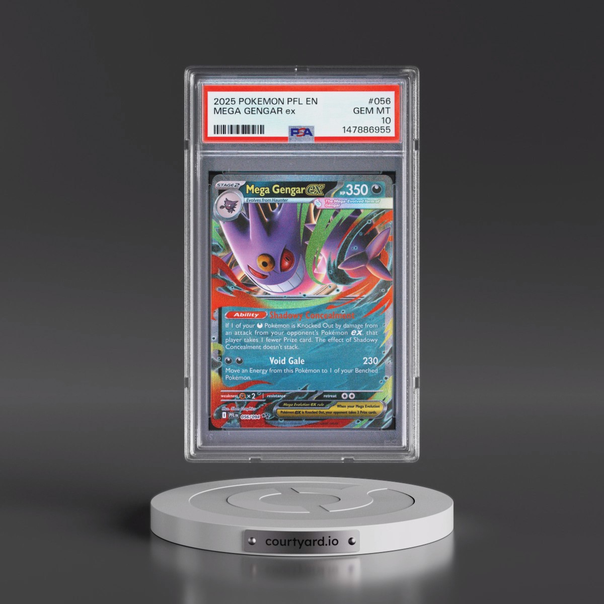 2025 Pokémon Pfl EN-Phantasmal Flames #056 Mega Gengar EX - Holo (PSA 10 GEM MINT)